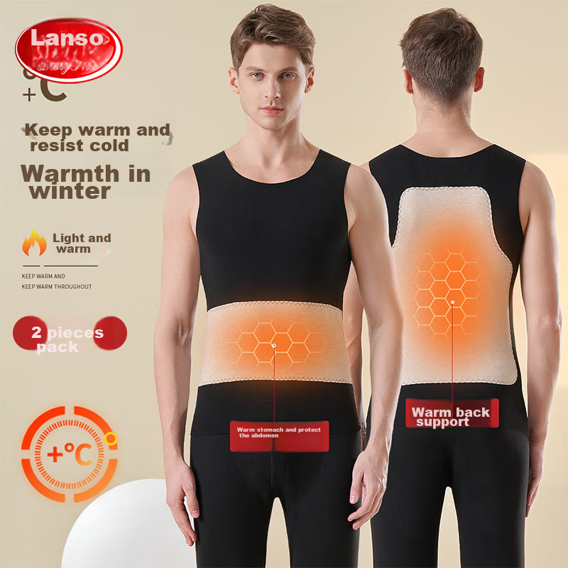 LangSha Thermal Vest for Men, Wool And Silk Patch, Slim Fit, Seamless, Sleeveless, Plus Size Undershirt