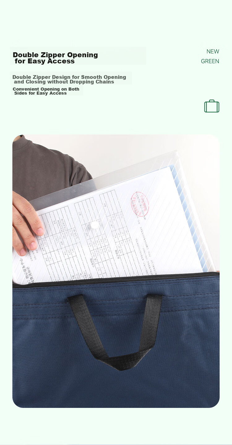 TANGO 3D Office Handbag/conference Bag/business Bag/document Bag/laptop Bag/briefcase, Business Zipper Storage Bag, Horizontal Style, Blue, Thickened, LH838 6