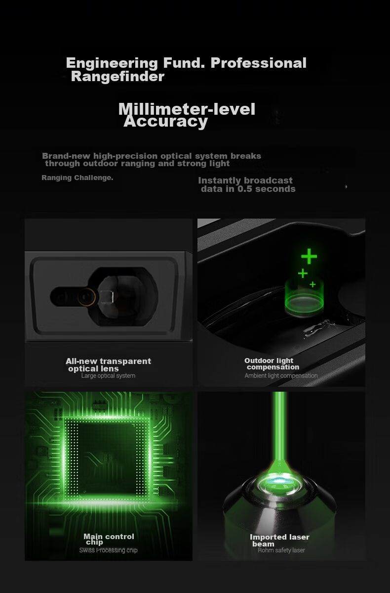 SNDWAY Laser Rangefinder, Infrared High-Precision Electronic Laser Ruler, Outdoor Measuring Device, Green Light SW-TG100Gpro 7