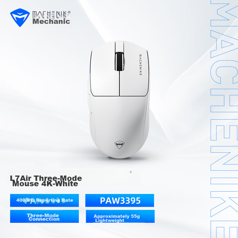 MACHENIKE L7 Air Wireless Mouse, Lightweight Gaming And Office Tri-Mode E-Sports Mouse, Ergonomic Long Battery Life [Standard 4K Receiver] L7air White Three-Mode