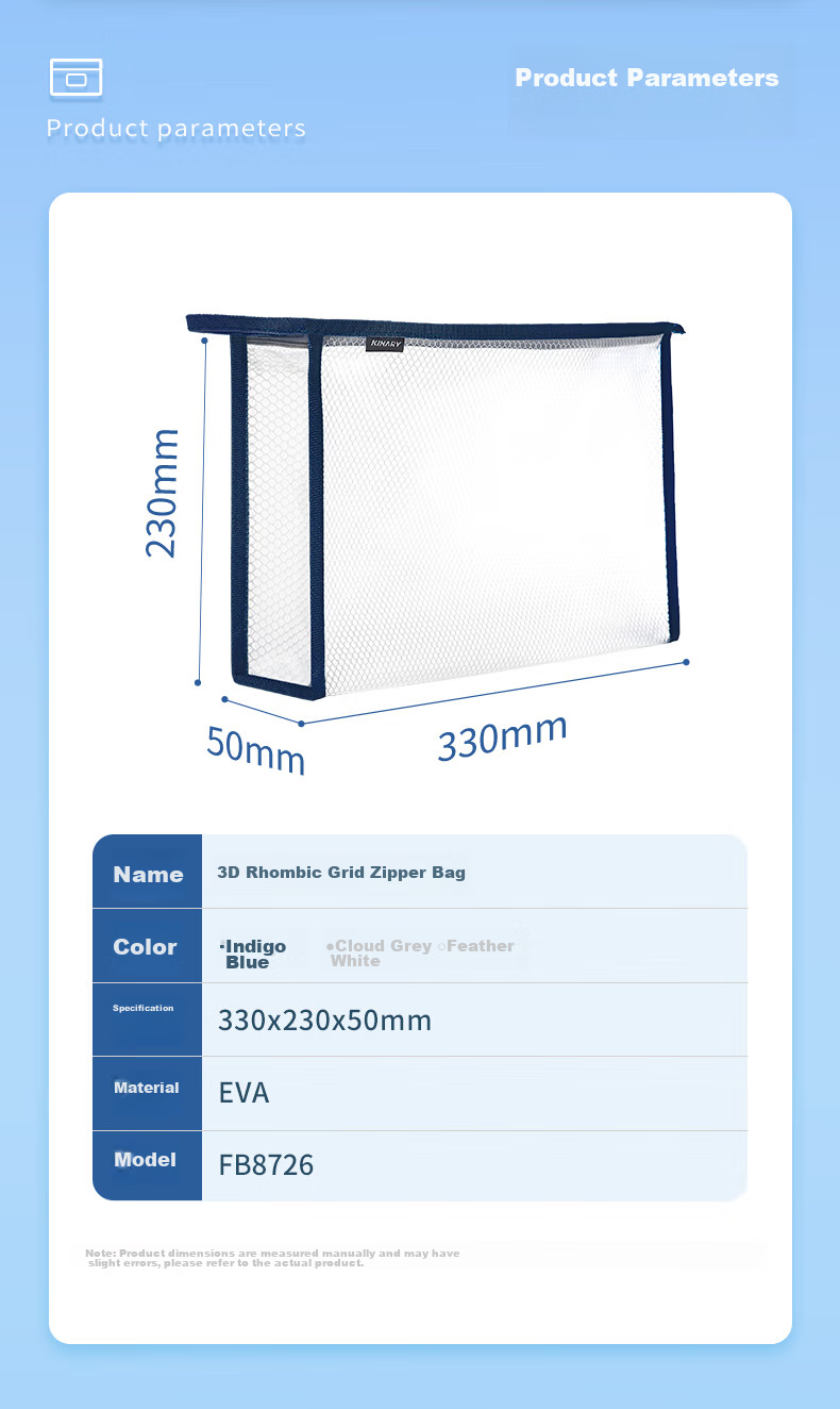 Jindeli A4 Transparent File Folder, Zipper Document Bag, Subject Classification Pouch, Homework Storage Bag, Handheld Elementary School Book Bag, Office Supplies Tutoring Bag, Exam Bag, Blue FB8726 3