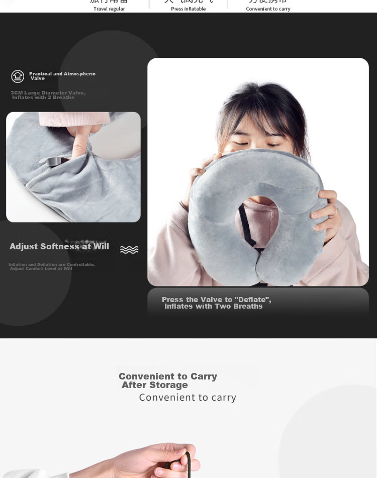 JAJALIN Memory Foam U-Shaped Travel Neck Pillow Portable U-Shaped Cervical Pillow for Airplane Sleeping 3