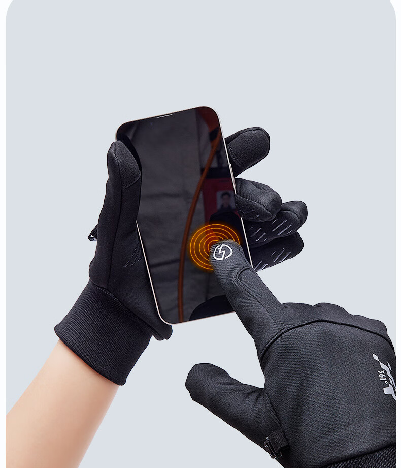 361° Fitness Gloves for Men And Women, Sports Cycling Windproof Fleece-Lined Warm Full-Finger Touchscreen Training Gloves, Black M 1
