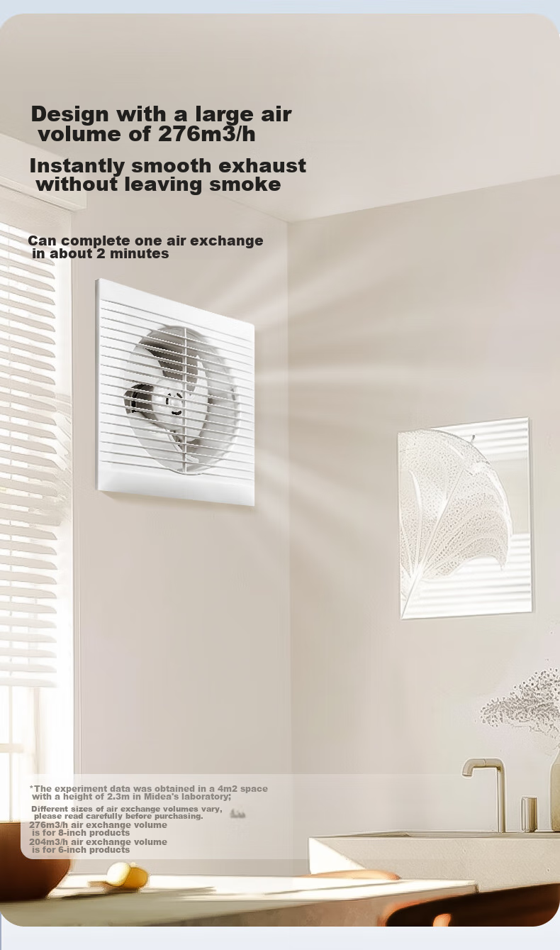 Midea [Window Exhaust] Window-Mounted Exhaust Fan Ventilation Fan for Bathroom Kitchen Wall Use, 8-Inch Extractor Fan, Level 1 Energy Efficiency 5