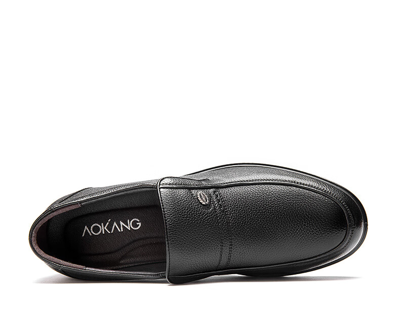 Aokang Men's Leather Slip-On Round Toe Comfortable Business Casual Shoes, Black, Size 40 12