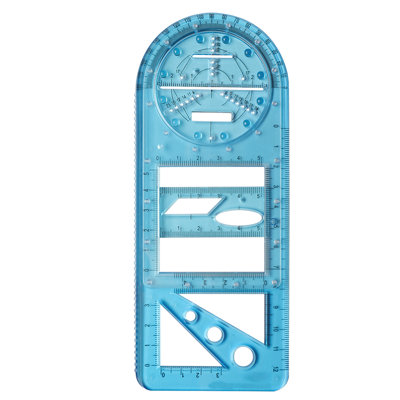 DiLe Multifunctional Rotating Drawing Ruler, Math Geometry Circle Measuring Protractor Triangle Straight Ruler Parallel Ruler Student Creative Drawing Tool Stationery, 2694 Pure Blue