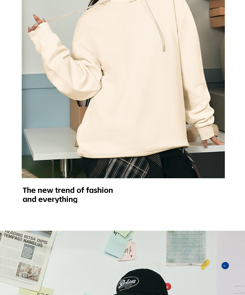 GENIOLAMODE Semir Group Men's Fleece Hoodie Winter Thickened American Vintage Style Jacket Light Beige L 13