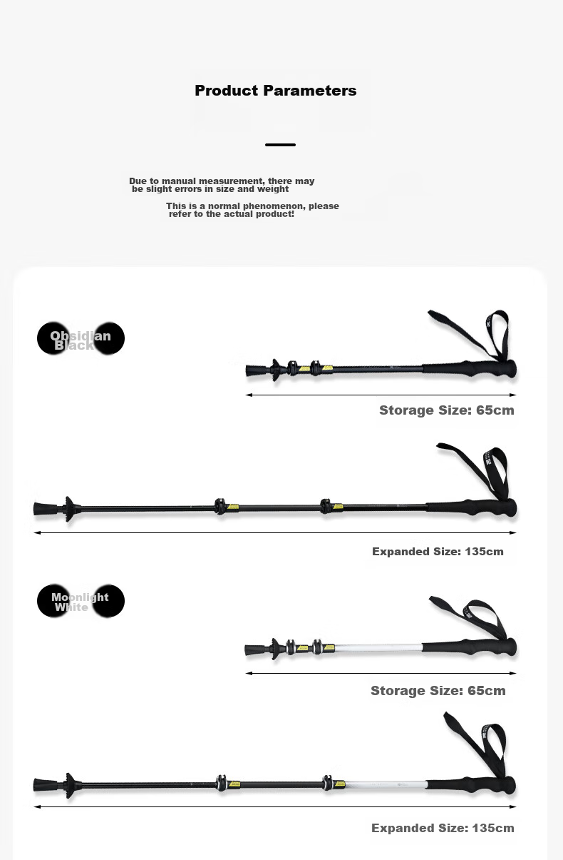 MOBIGARDEN Trekking Pole, Outdoor Hiking Carbon Fiber Aluminum Alloy Telescopic Walking Stick Tangu NX24667001, Moonlight White 17