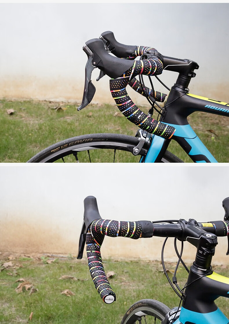 BIKEBROS Bicycle Handlebar Tape, Road Bike Handlebar Tape Curved Handlebar Racing Fixed Gear Bike Handlebar Tape, Breathable Non-Slip Shock-Absorbing Sweat-Absorbing PU Leather Handlebar Tape Wrap Strap Tie, Black 9