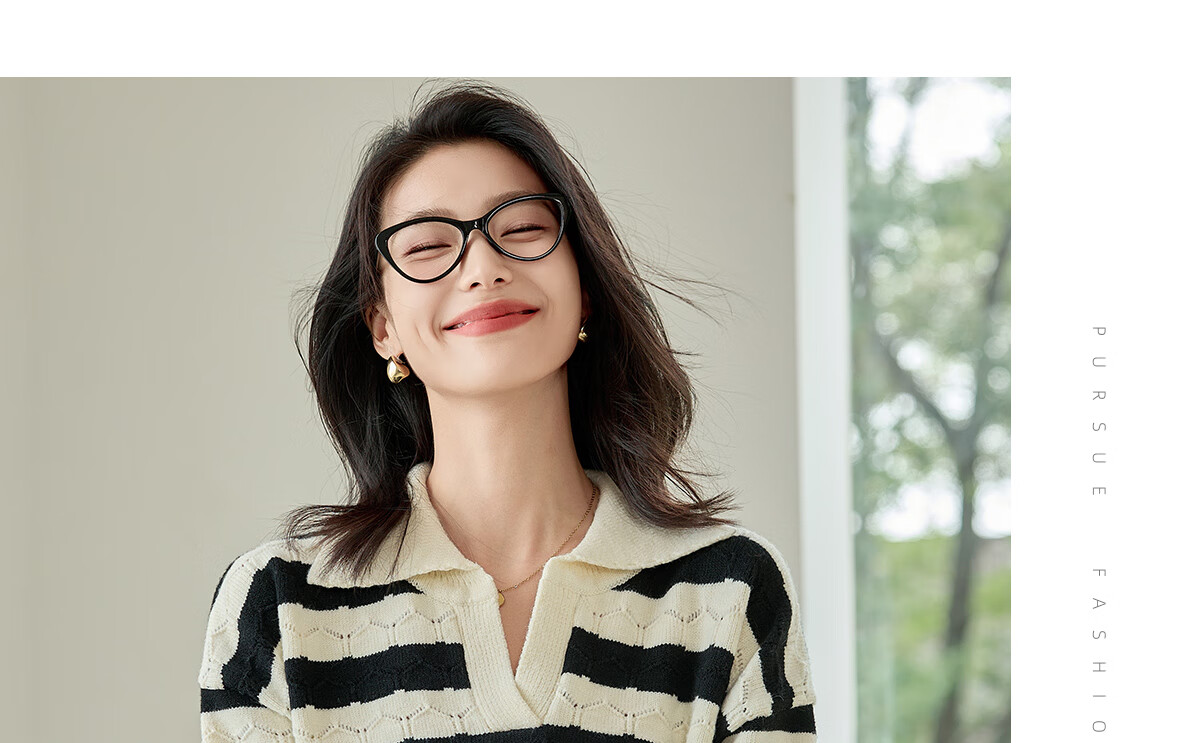 Chushen Spring Autumn Women's Knitwear Striped Textured Pattern Polo Collar Sweater Basic Top S143Z3010 8