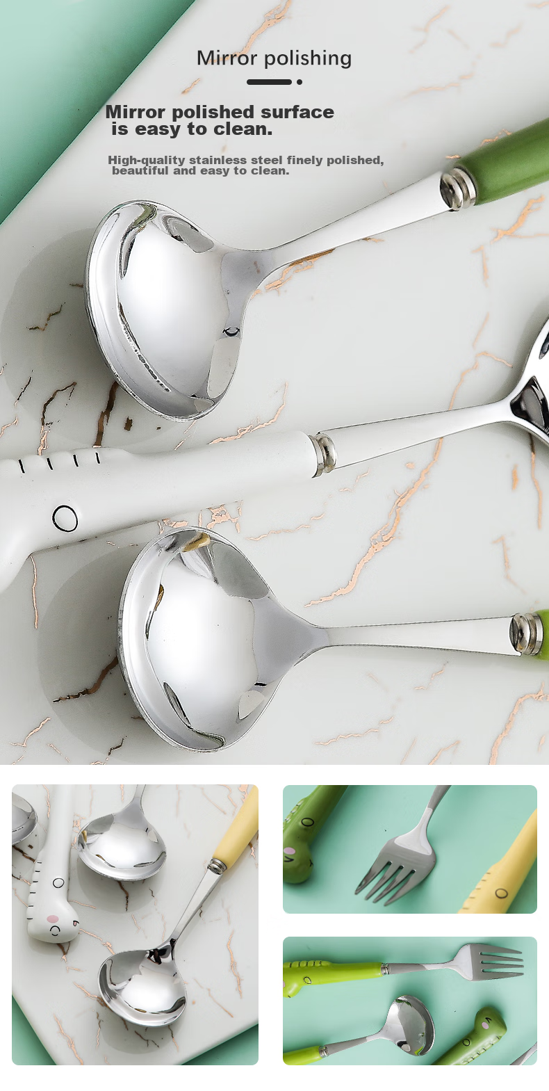CORN Baby Spoon and Fork Set Stainless Steel Self-Feeding Training Utensils for Children 3 Years Old 304 Lunch Box 5