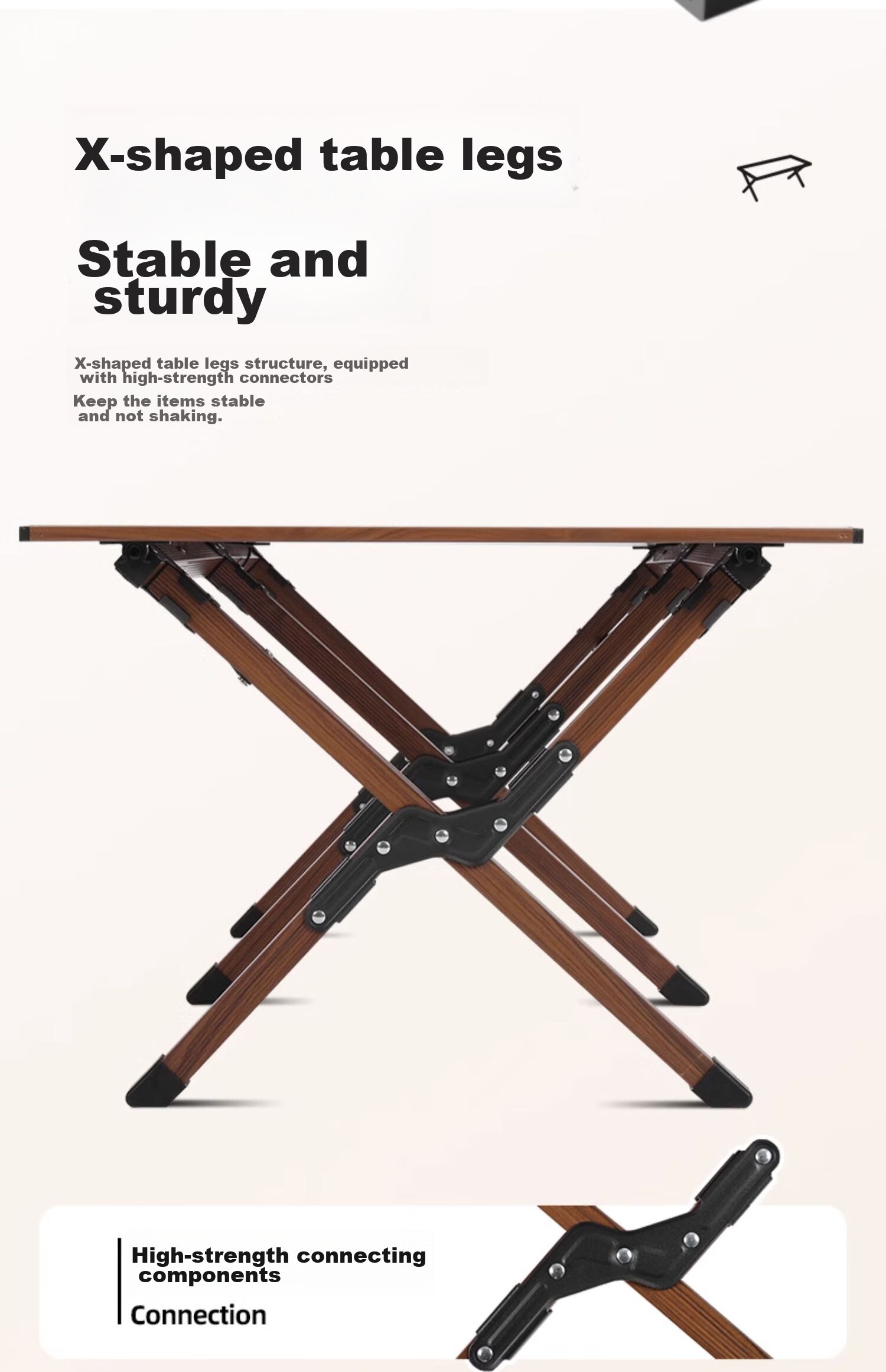 CAMEL Portable Camping Table And Chair Set, Outdoor Folding Table, Carbon Steel Picnic Table, Night Market Stall Egg Roll Table, Folding Chairs 7
