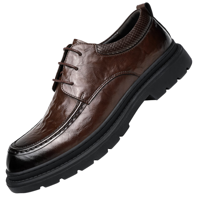 CARTELO Men's Low-Top Thick-Soled Business Soft Cowhide Shoes, Casual Men's Wedding Shoes 9739, Brown, Size 41