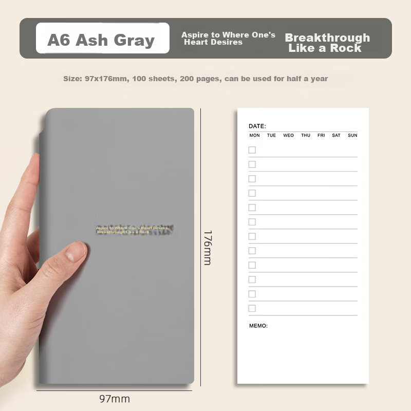 Ujia Daily Planner, Study Schedule, Time Management Planner, A6 Portable, Work Efficiency Handbook, Calendar, Journal, To-Do List, Planner, Yanhuai