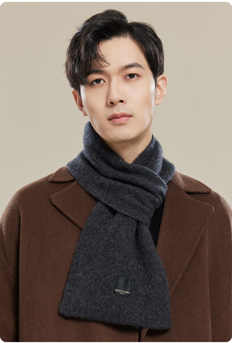 JIUMU 100% Cashmere Scarf for Men, Autumn And Winter Warm Neck Warmer, Gift for Men Or Fathers, Mid-Autumn Festival Birthday Present, Gift Box Packaging 12