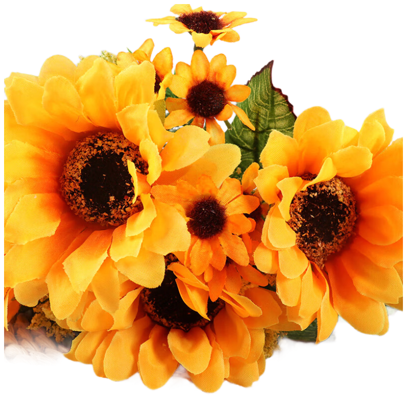 Shengshitaibao Sunflower Artificial Flower Arrangement, Decorative Plastic Silk Flowers, Fake Flowers for Living Room And Dining Room Scene Decoration Props, 3 Stems Set