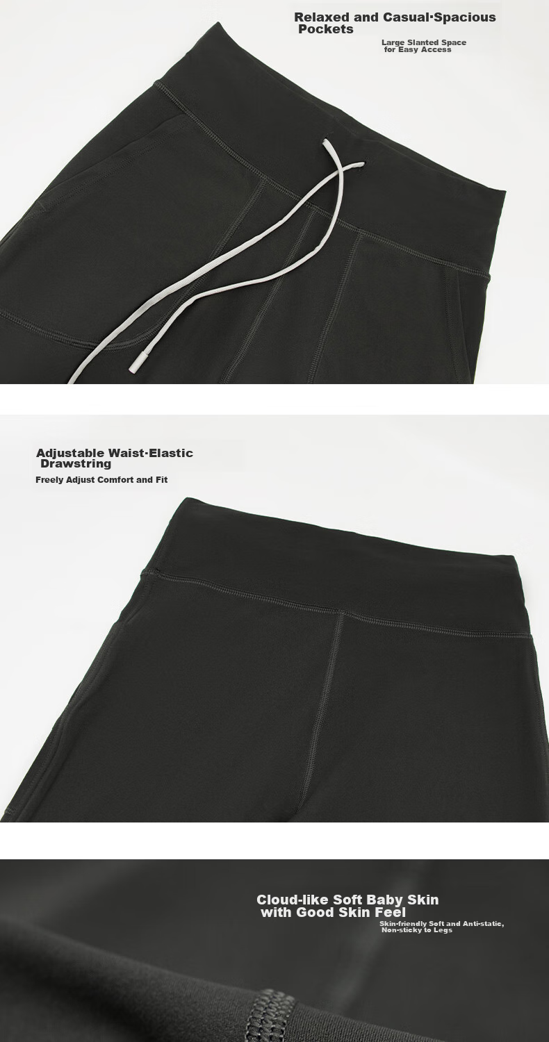 LangSha Yoga Pants for Women, High-Waisted Loose Wide-Leg Pants with Drawstring, Straight-Leg Trousers, Slimming for Running And Casual Wear, Black - Regular Style, XL 9