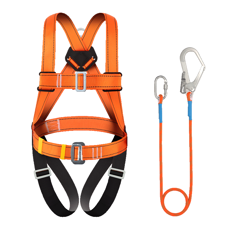 Locroyon Five-Point Safety Harness, High-Altitude Work Safety Rope, Full-Body Fall Protection National Standard, Double Large Hook Buffer Pack 1.8 Meters (Beijing Warehouse)