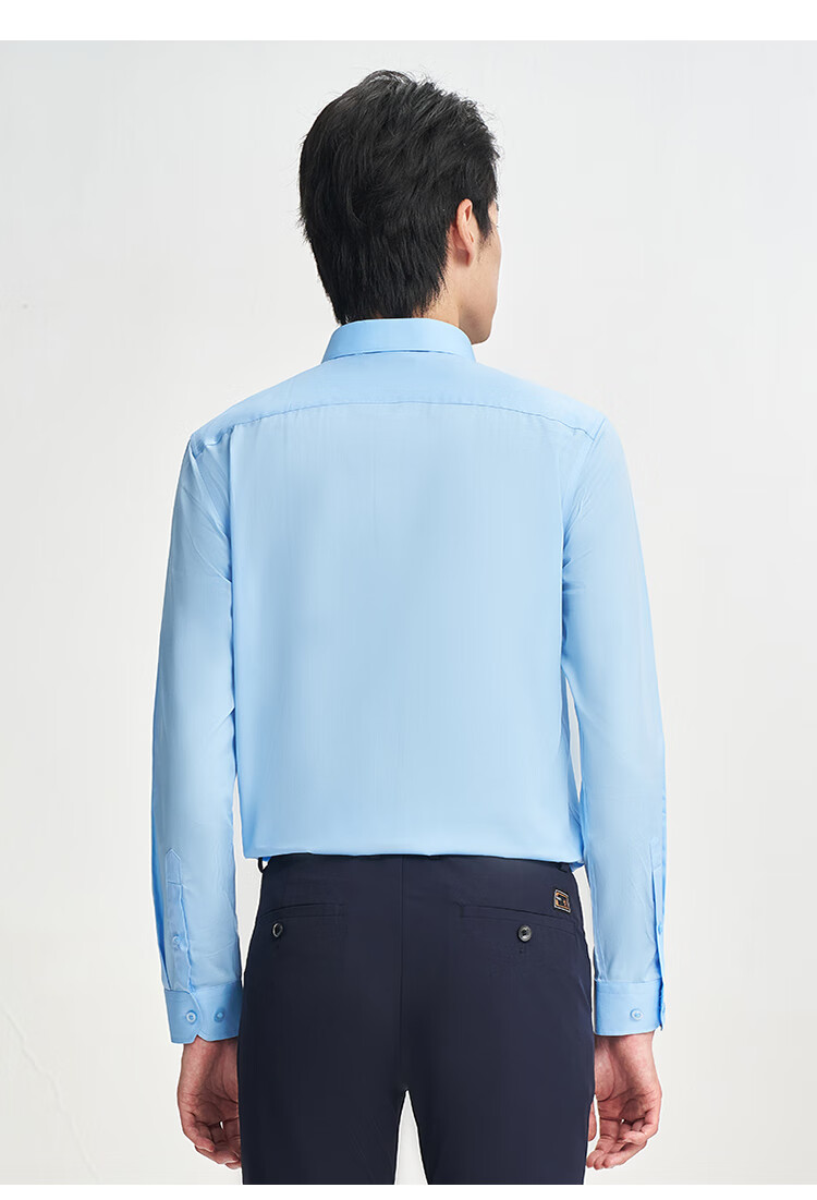 TRIES [Celebrity Style] Men's Long-Sleeve Shirt, Solid Color Business Style for All Seasons, Multi-Color Spring And Autumn Embroidered Work Shirt 17