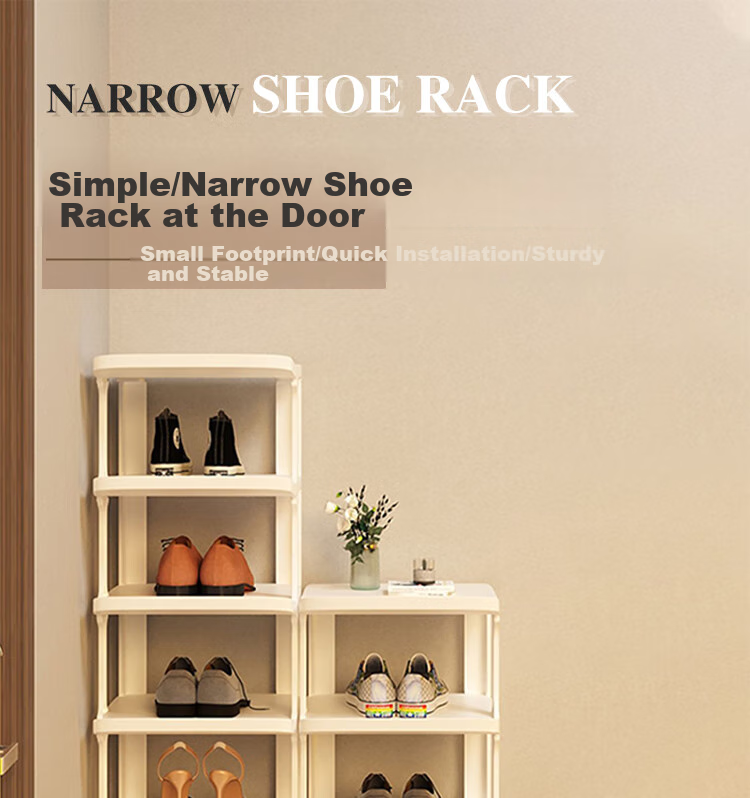 Anerya Simple Shoe Rack, Multi-Tier Storage for Entryway, Dormitory And Home Use, Space-Saving Vertical Organizer with Dividers, Shoe Cabinet, Warm White, 5 Tiers 1