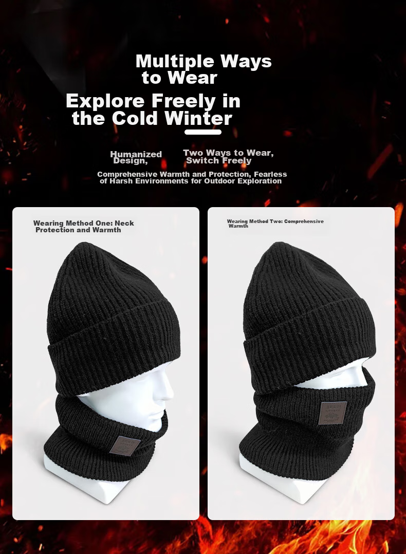 JEEP Men's Hooded Scarf with Fleece Lining for Warmth, Knitted Neck Warmer for Autumn And Winter, Cold-Proof Neck Gaiter A0636 5