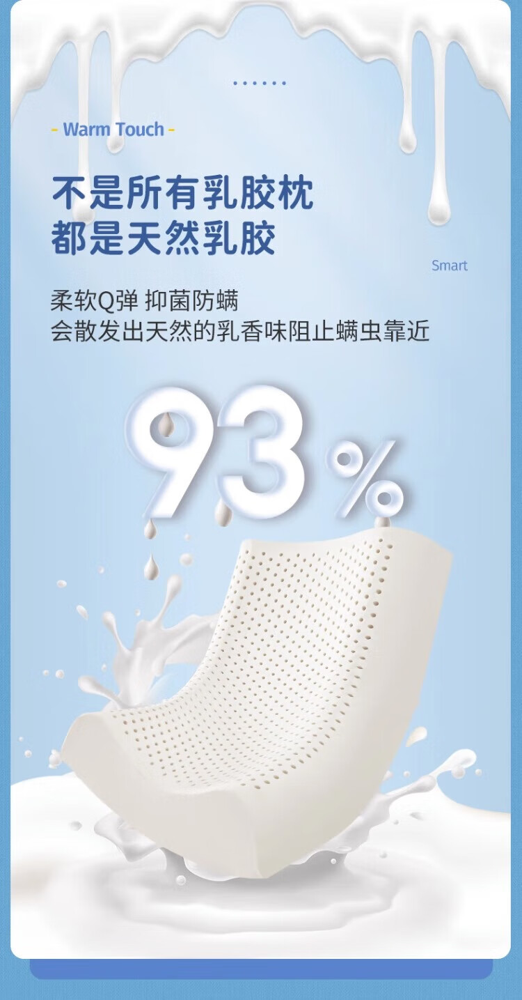 MiiOW Latex Fiber Pillow, 93% Content, Deep 8H Sleep Cervical Pillow, Summer Sleeping Pillowcase, Single Piece, 40x60cm 5