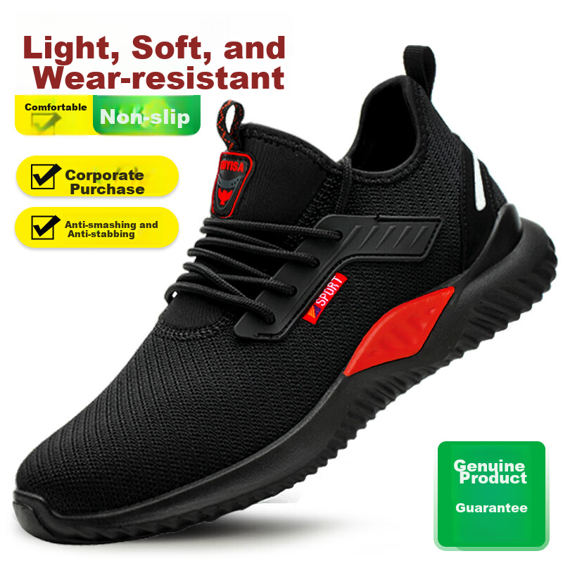 JUNBU Safety Shoes for Men, Summer Breathable Steel Toe Cap Puncture-Resistant Comfortable Work Site Shoes 9155 Size 43