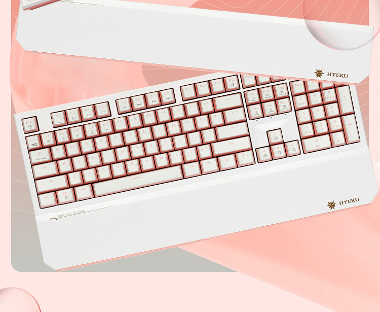 Hyeku X5Pro Wireless Bluetooth Wired Tri-Mode Keyboard with 108 Keys, PBT Keycaps, Peach Bubbles Water, Kaixia BOX Rose Red Switches 2