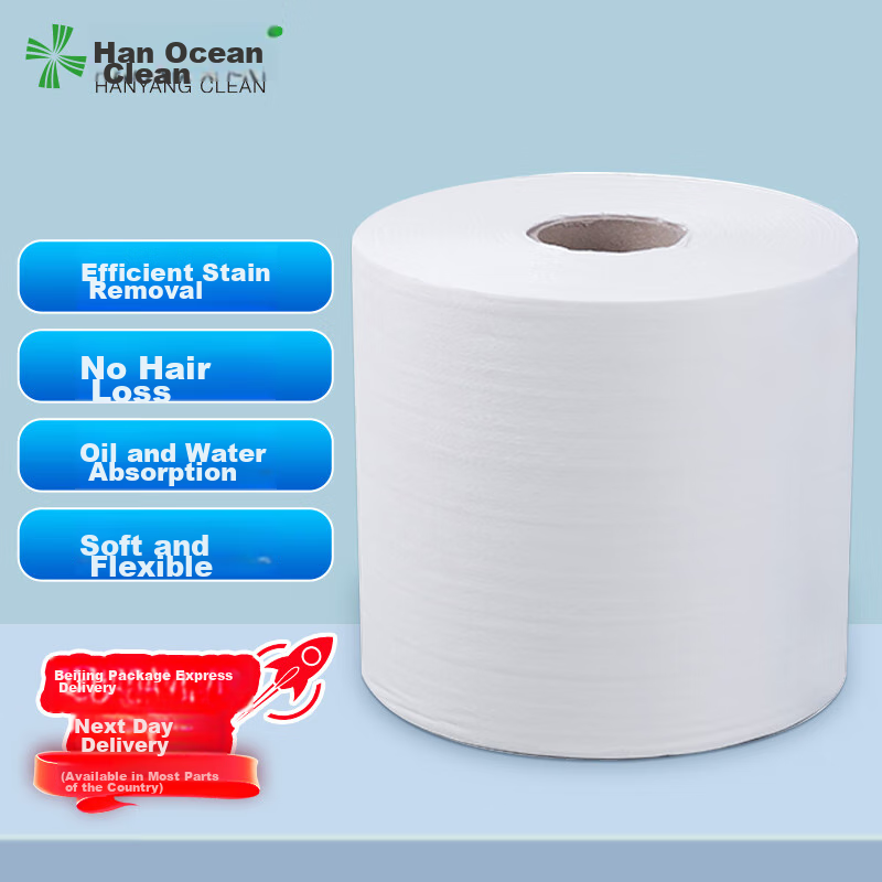 HANYANGCLEAN Industrial Lint-Free Wiping Paper, Non-Woven Fabric Stain And Oil Absorbent, Workshop And Laboratory Dust-Free Cleaning Cloth, White Large Roll Paper 25*38cm (500 Sheets/roll)
