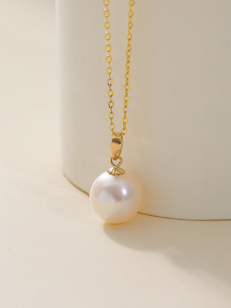 Daimi S925 Silver Round Beads 10-11mm Freshwater Pearl Necklace Pendant Birthday Gift for Wife Lover with Certificate 2