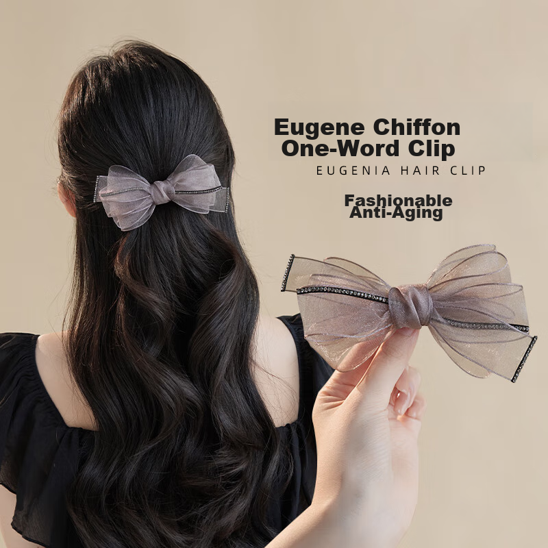 CHIMERA Korean Organza Bow Hair Clip, Ponytail Barrette, Half-Up Hairpin, Hair Accessory for Women, Mid-Autumn Festival Gift