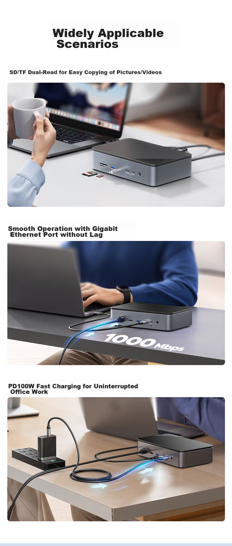 ORICO Hard Drive Enclosure Expansion Dock M.2/3.5 Inch SSD Enclosure Type-C Converter USB3.2 High-Speed USB-C to HDMI Network Port Desktop Expansion Dock D35M2 13