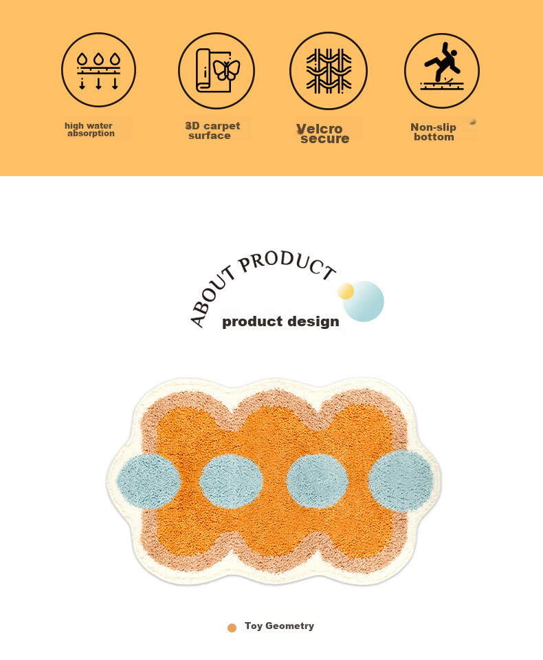 Shandian Bathroom Non-Slip Mat, Highly Absorbent Doormat, Entrance Foot Mat, Toilet Washroom Bathroom Home Use Mat 3