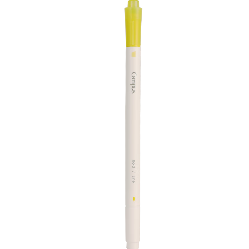 KOKUYO Campus Soft Color Dual-Tip Highlighter Pen for Students, Light Yellow/Yellow, 1 Pack, WSG-PMW102Y