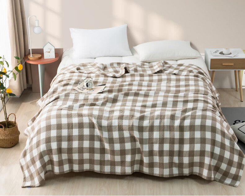 Hengyuanxiang Pure Cotton Gauze Towel Blanket, Summer Air Conditioning Quilt, Single-Person Office Nap Coverlet Shawl, 150*200cm 2