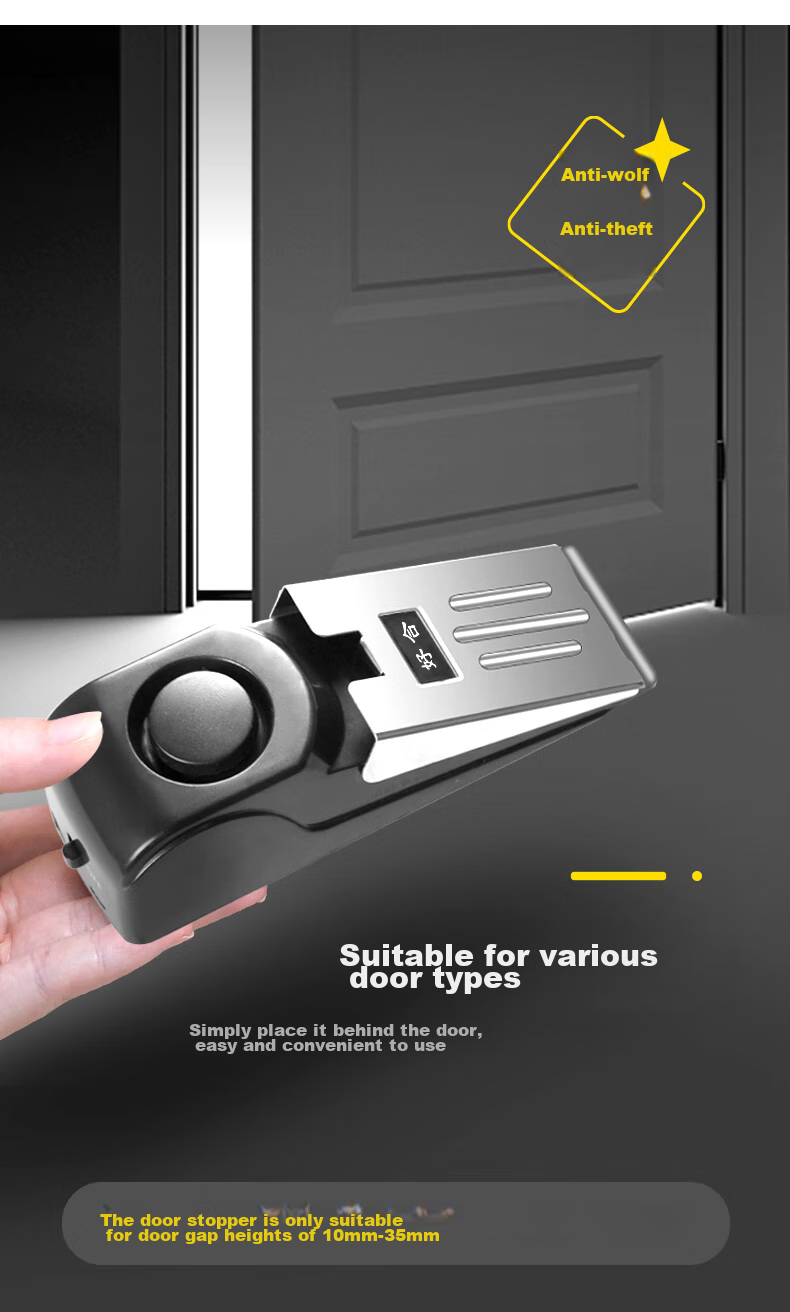JOYTOUR Door Stopper, Smart Alarm for Hotel Doors, Anti-Collision Door Stopper, Security Device for Hotels, Black 4