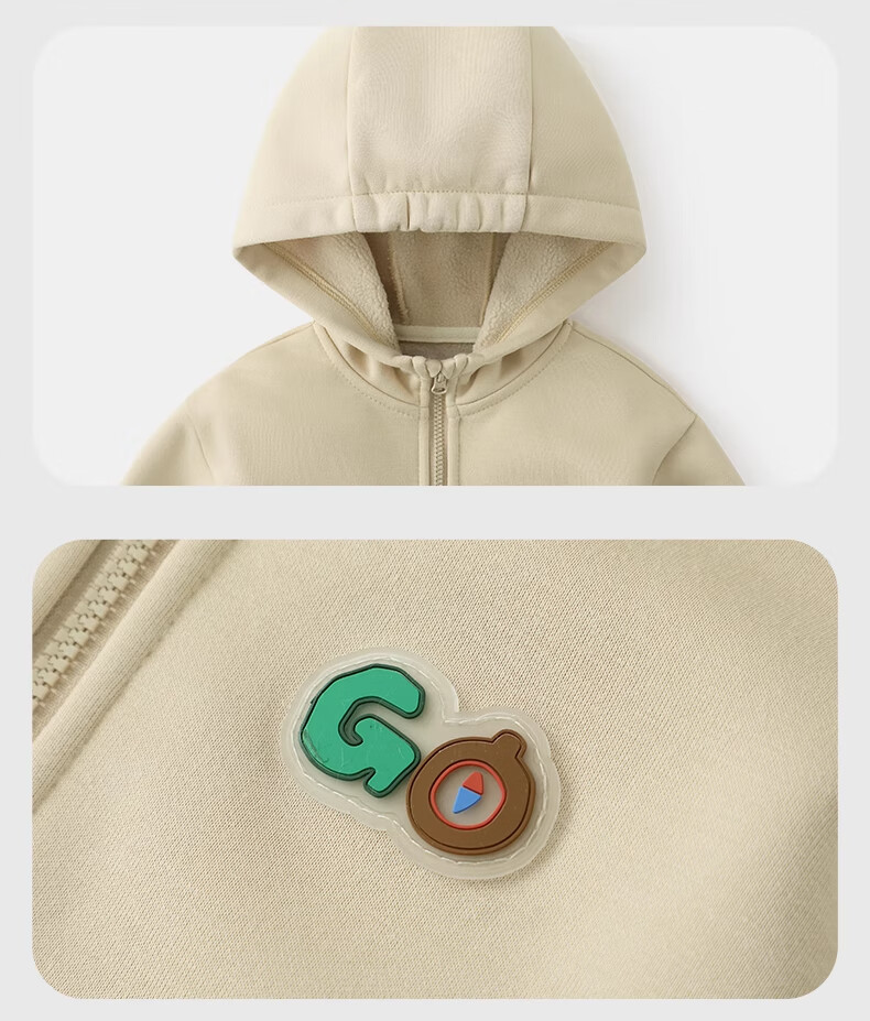 Ciciibear [One-Piece Fleece] Boys' Fleece-Lined Jacket, Children's New Style Baby Hoodie, Autumn And Winter Outdoor Warm Outerwear 16