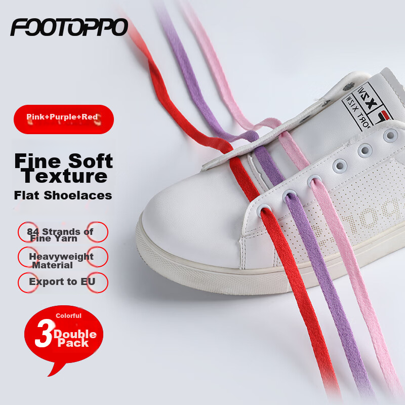 FOOTOPPO Shoelaces White Black Colorful Flat Shoelaces for Men Women Compatible with White Sneakers Sports Shoes Athletic Shoes