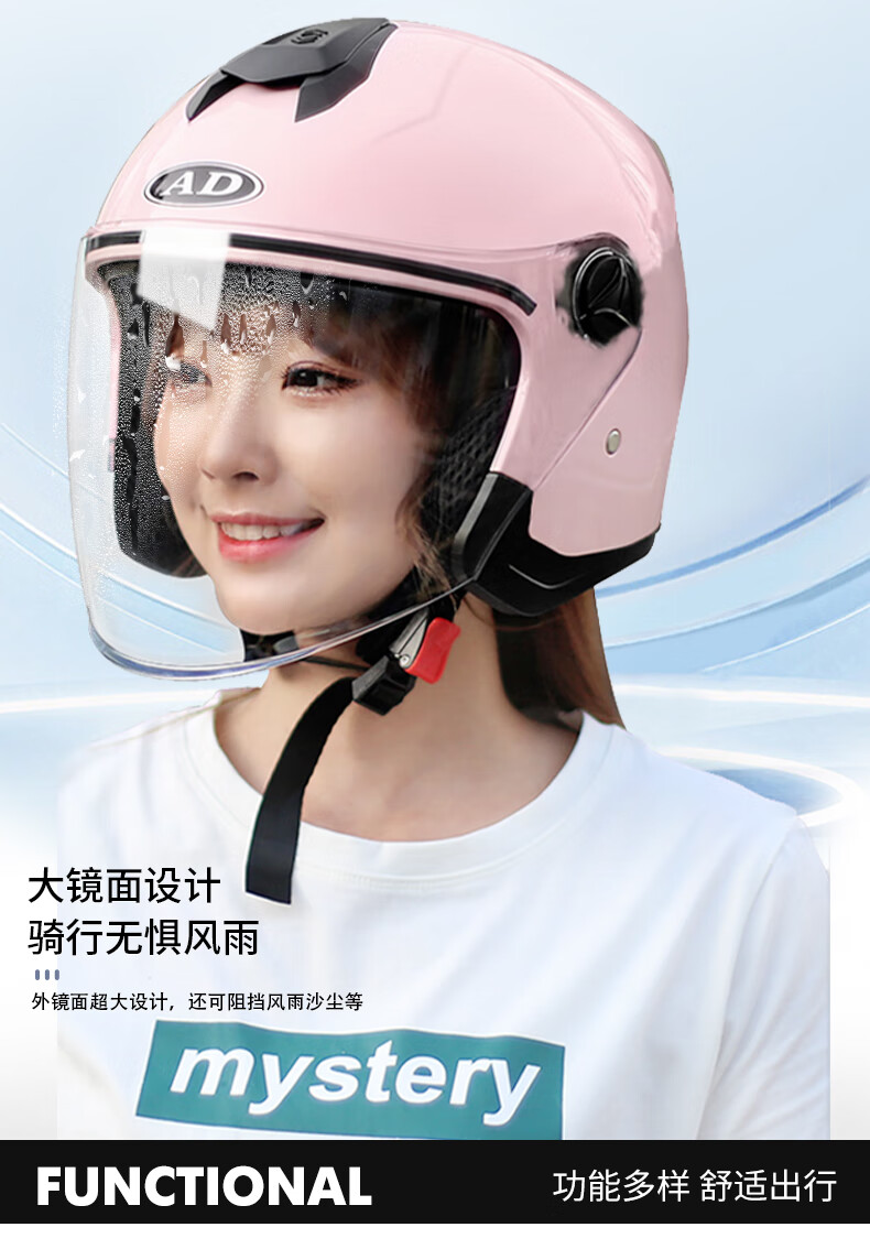 AD New National Standard 3C Certified Electric Vehicle Helmet for Men And Women, All-Season Universal Safety Helmet for Electric Scooters, Men's Summer Sun Protection Breathable Lightweight Riding Half Helmet with Dual Visor 886 Cool Gray 9