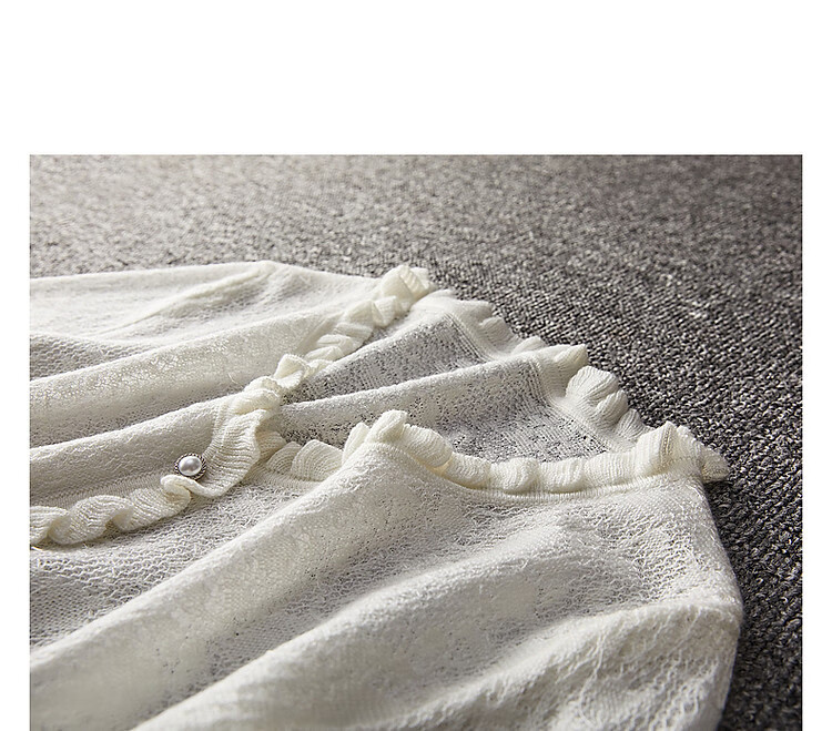 Dme [Containing Wool] Autumn V-Neck Ruffle Jacquard Pullover Sweater Women's Top 10
