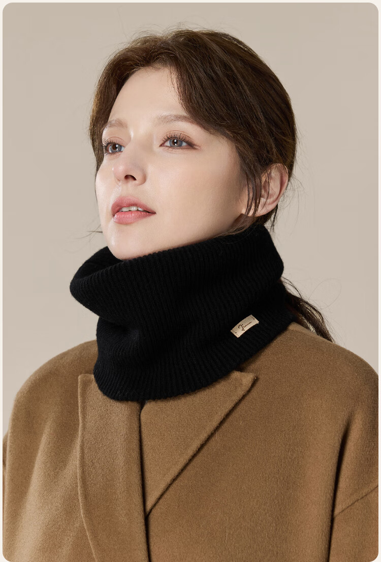 JIUMU Pure Wool Warm Neck Gaiter for Women, Autumn And Winter Thickened Cold-Proof Neck Protector, Winter Outdoor Scarf for Wome 24