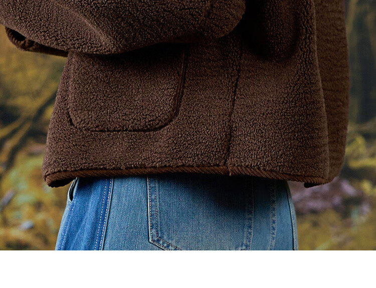 Dme [Black Chocolate Oreo Jacket] Winter Casual Short Faux Shearling Jacket for Women, Dark Brown, M 16