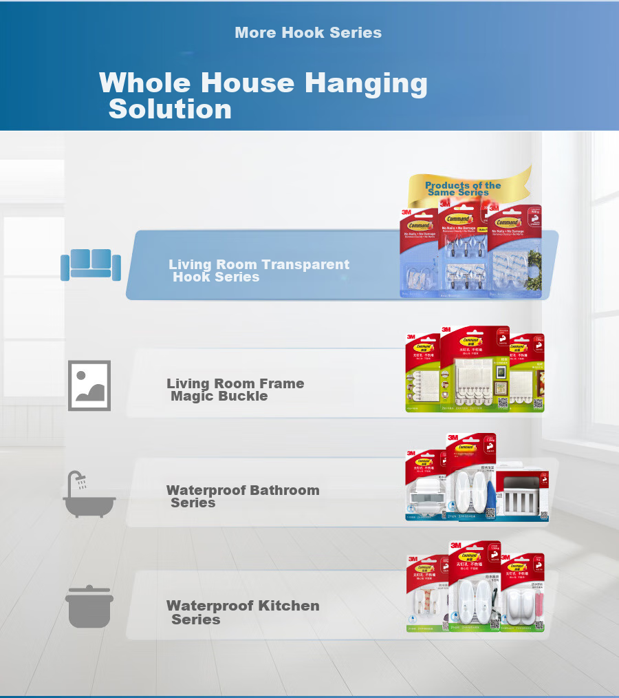 3M Hook, Invisible Transparent Hooks, No-Drill Strong Adhesive Hooks, Small Bathroom Hooks, 4 Pieces 7