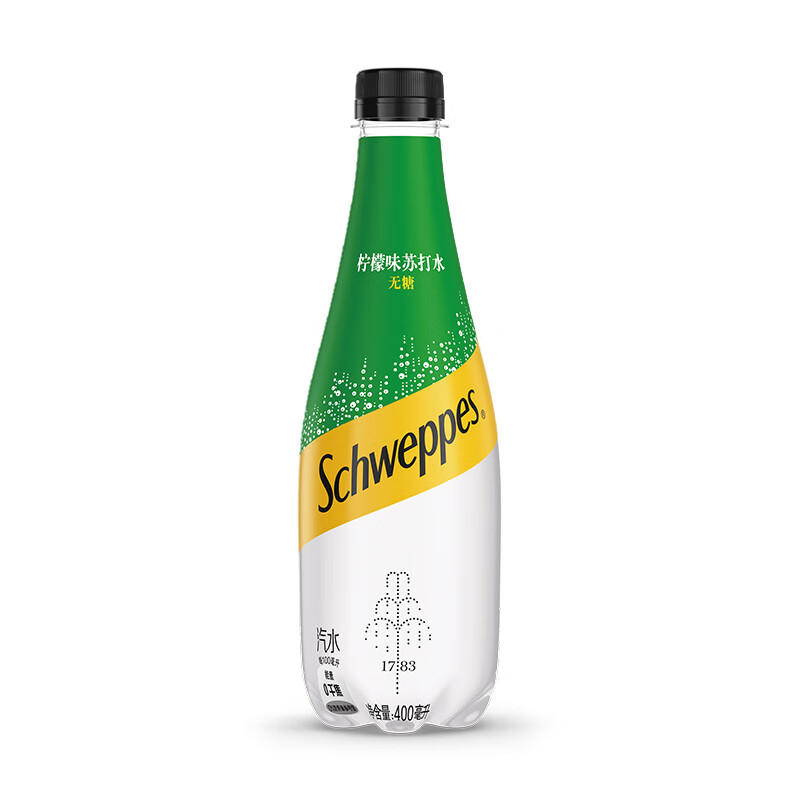 可口可乐怡泉 可口可乐 Schweppes 无糖零卡 柠檬味 苏打水 400ml*12瓶 