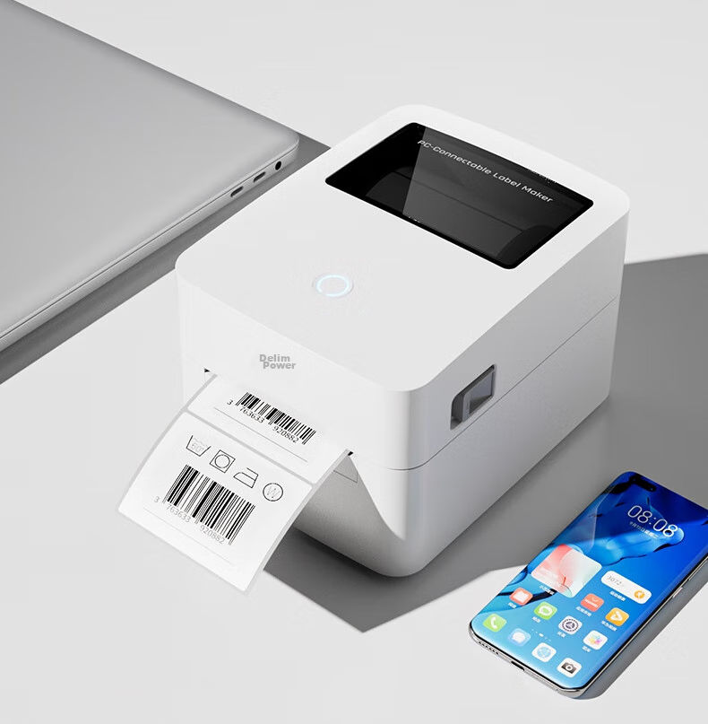 Deli GE350W Thermal Label Printer, Express Delivery Warehouse Logistics Shipping Labels Fixed Assets, 80mm Commercial Office Printing Adhesive Barcode Printer, Mobile Bluetooth Versio 6