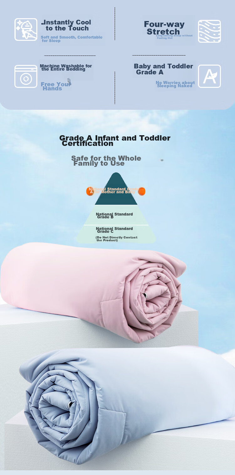One's Member Double-Sided Cooling Quilt for Spring, Autumn And Summer, Children's Air Conditioning Quilt, Baby Blanket, Machine Washable, Light Mist Pink, 120*150cm 2