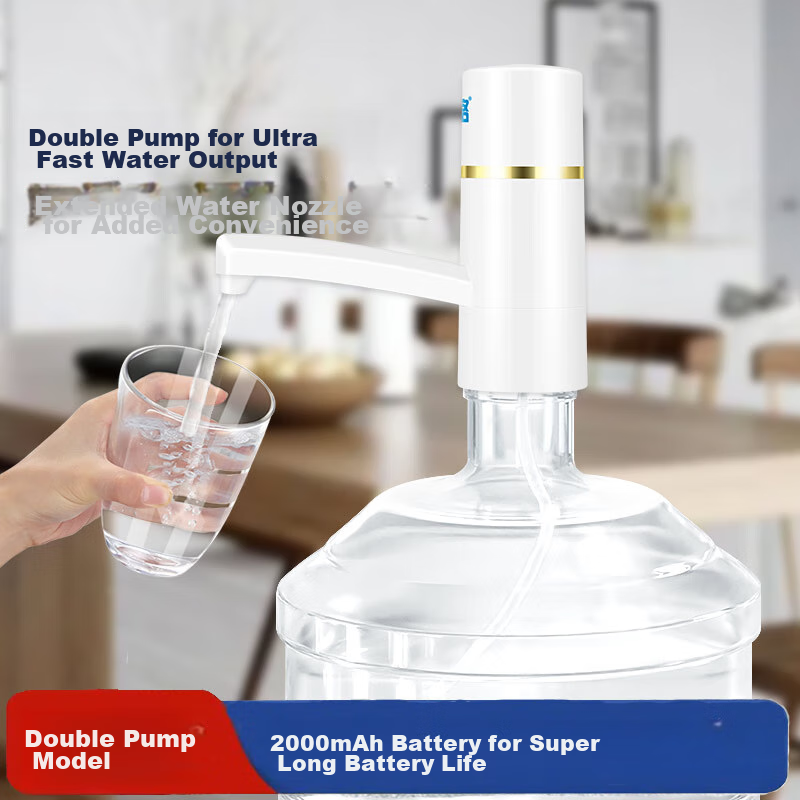 ZILU Electric Water Dispenser with Dual Pumps, Faster Water Flow, Long Spout, 2000mAh Extra Large Battery