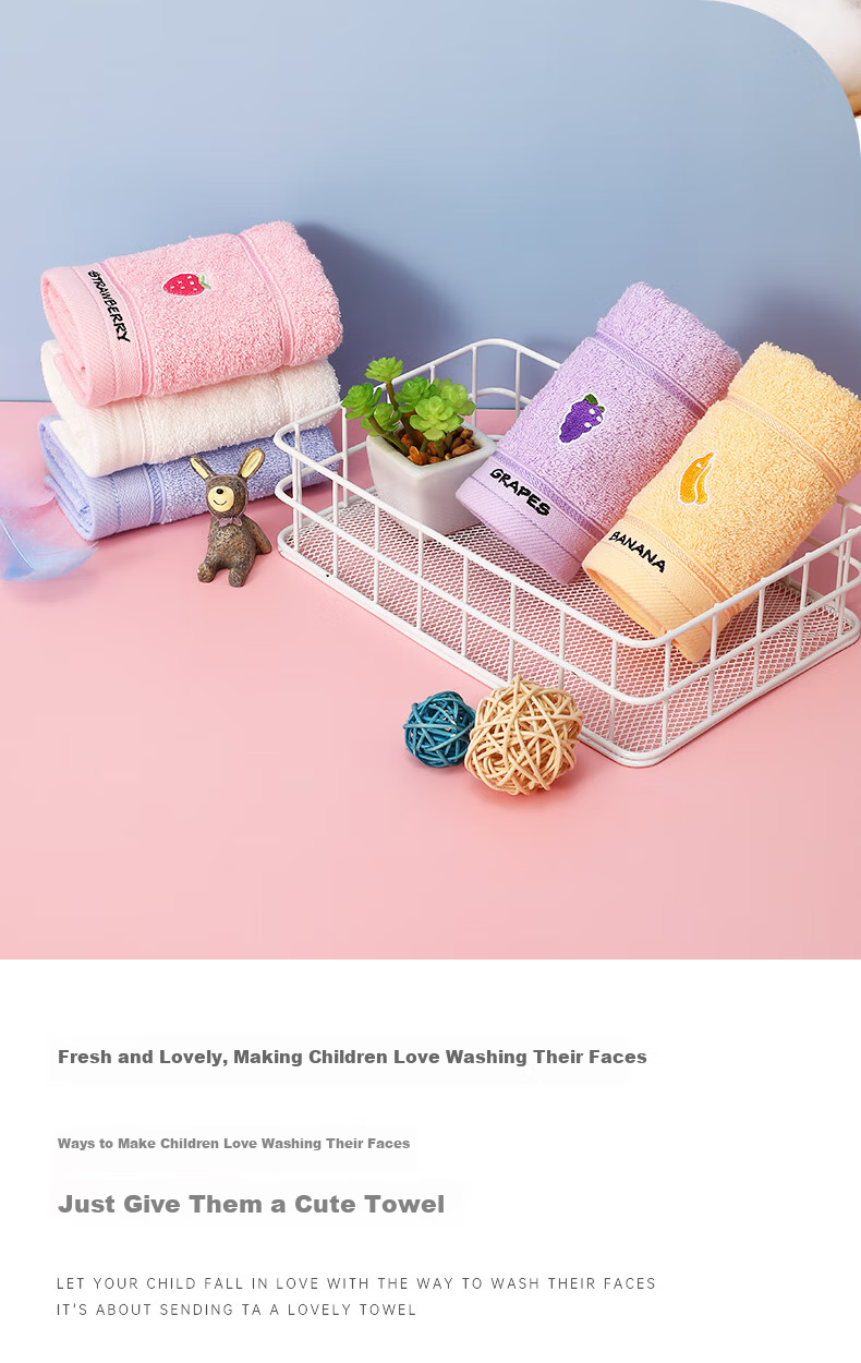 Grace Children's Face Towel, Home Textiles, 100% Pure Cotton Towel, Comfortable And Soft Fruit Face Towel, Four-Pack Set 3