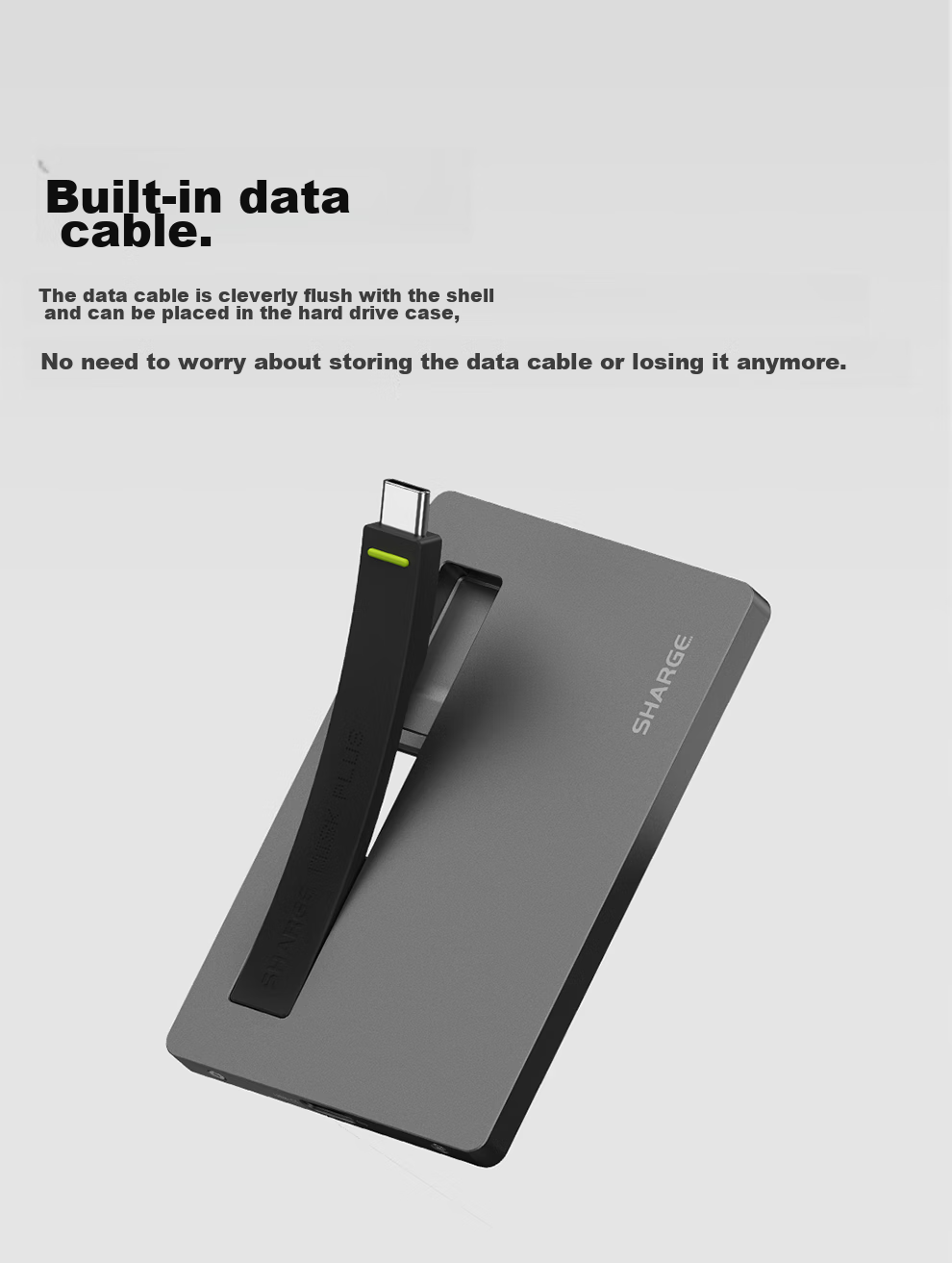 SHARGE Magnetic Hard Drive Enclosure with Bend Cable, USB-C to USB-C Data Transfer, Compatible with Apple IPhone 16, Mobile Phones And Mac Computers 14