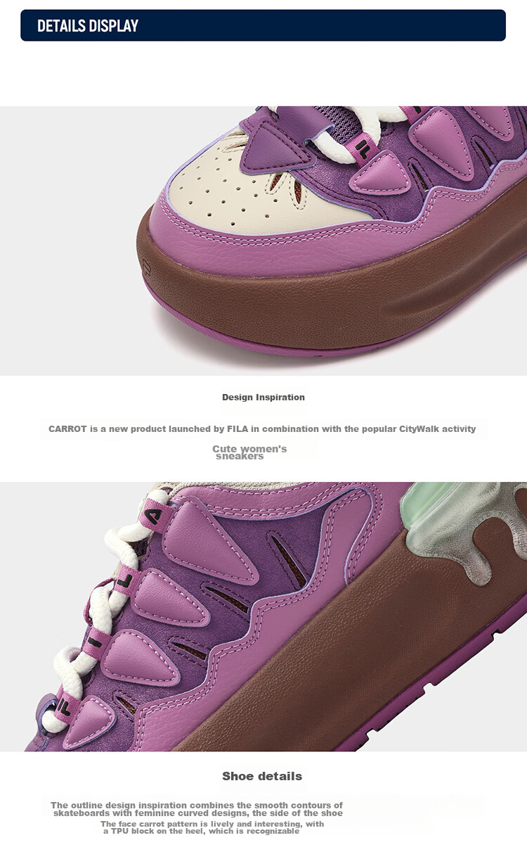 FILAFILA Official Women's CARROT Modern Sneakers Thick Sole Casual Sports Shoes 17